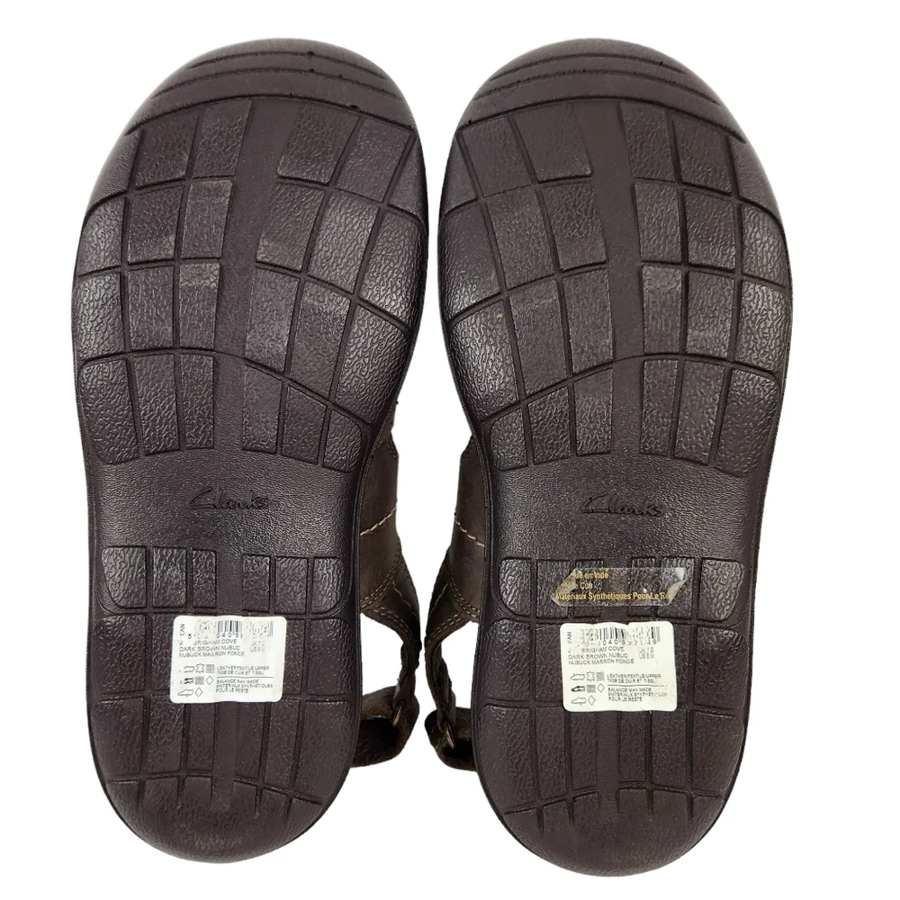 Clarks Collection Brigham Cove Dark Brown Leather Fisherman Sandals Men's Size 8